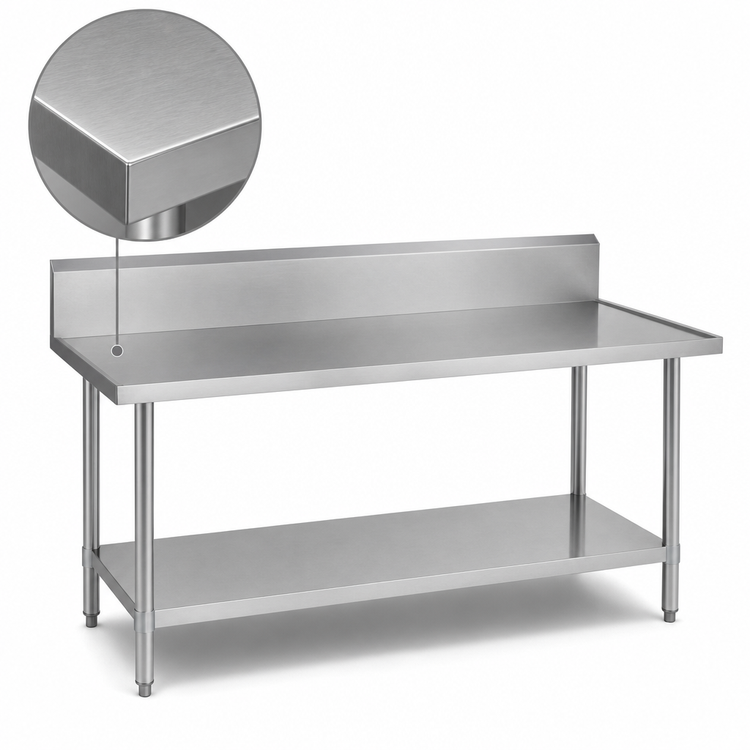Product image #3 for Duke 72-Inch x 36-Inch Stainless Steel Work Table with 10-Inch Riser and Galvanized Undershelf