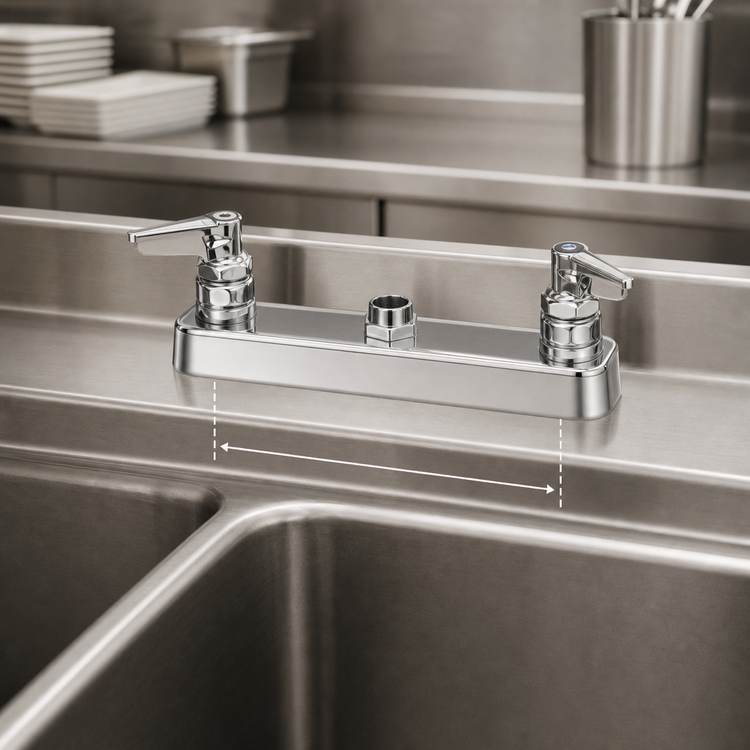 Product image #3 for T&S Brass B-1120-LNM Low-Lead 8-Inch Center Deck-Mount Workboard Mixing Faucet, Less Nozzle