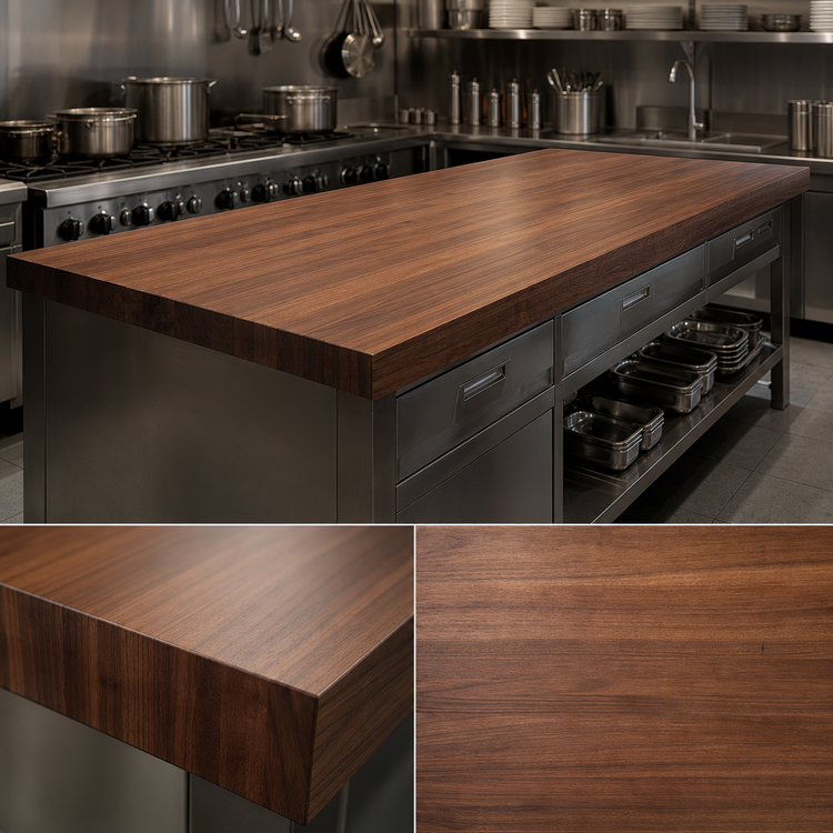 Product image #3 for 96-Inch x 38-Inch American Black Walnut Edge-Grain Kitchen Countertop, 2-1/4-Inch Thick
