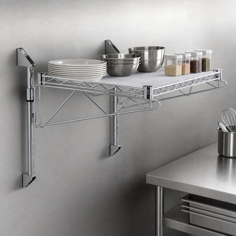 Product image #3 for Quantum Wall-Mount Cantilever Wire Shelf Kit, 30 x 24 Inches, Chrome Plated