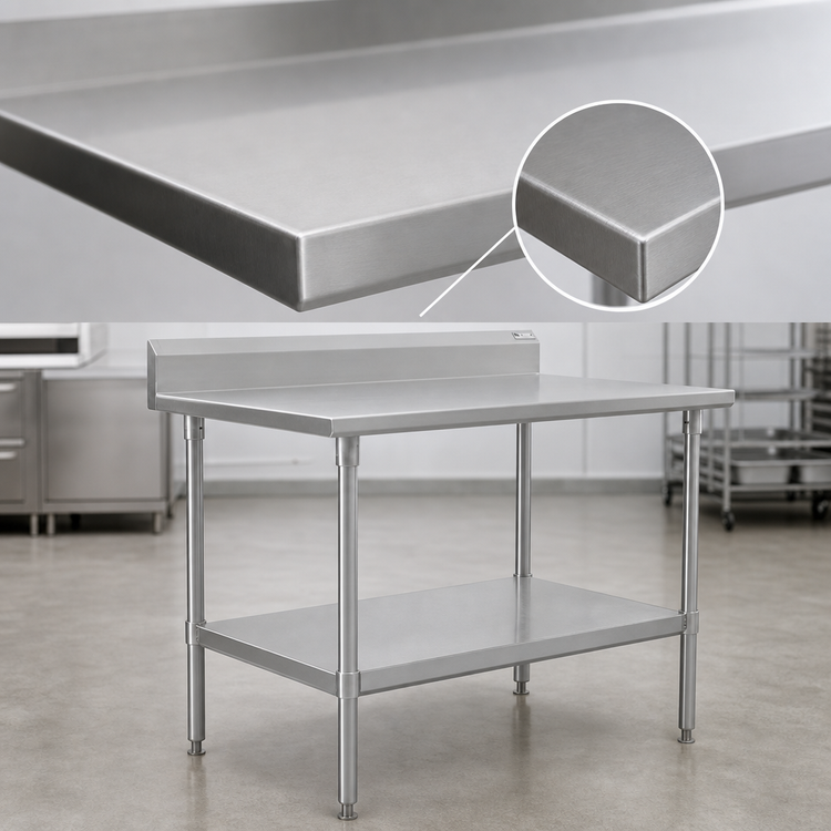 Product image #3 for John Boos Stallion 60-Inch x 24-Inch 16-Gauge 300-Series Stainless Steel Top Work Table with 5-Inch Backsplash and Galvanized Undershelf