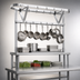 Thumbnail image #3 for Eagle Group Table-Mounted Aluminum Triple-Bar Pot Rack with 33 Double-Pronged Hooks for 132-Inch Tables
