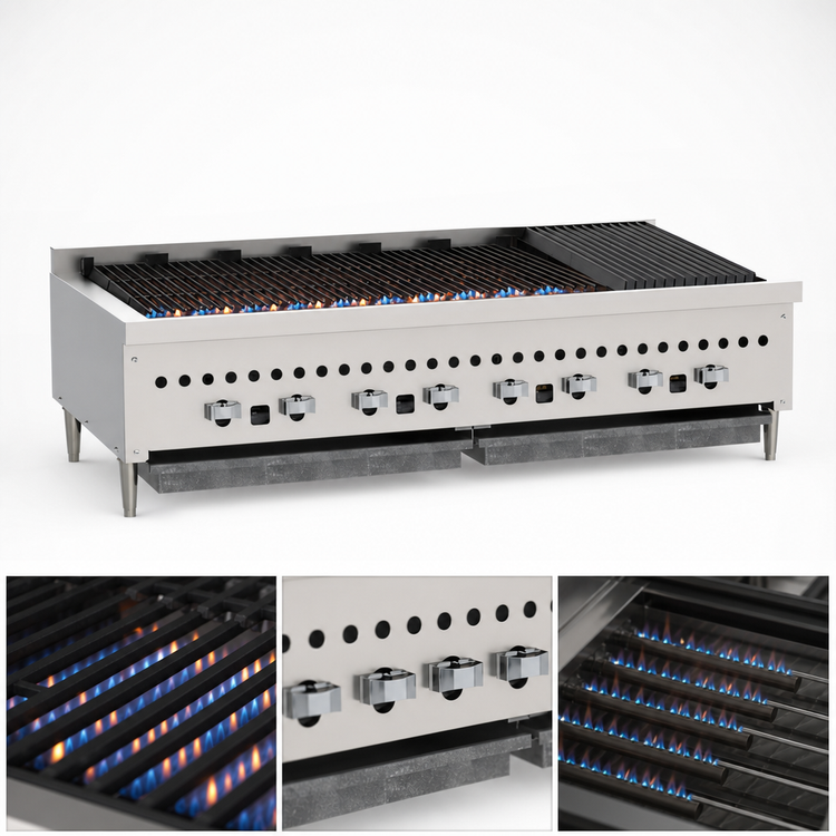 Product image #3 for Vulcan VCCB47 46-3/4 Inch Wide Countertop Gas Charbroiler, 8 Burners