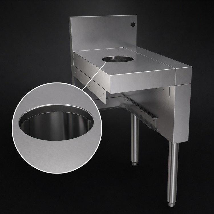 Product image #3 for Glastender 15-Inch Wide Underbar Dry Waste Unit with 6-Inch Waste Chute