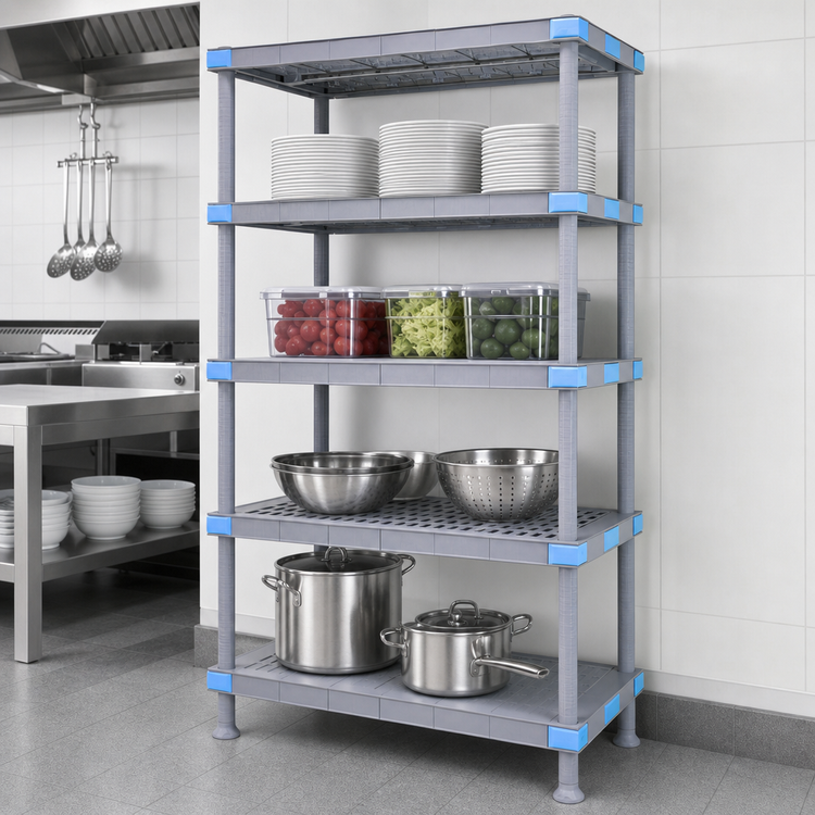 Product image #3 for Millenia 24" W x 24" D x 62" H All-Polymer Stationary Starter Shelving Unit, 4 Shelves, Gray