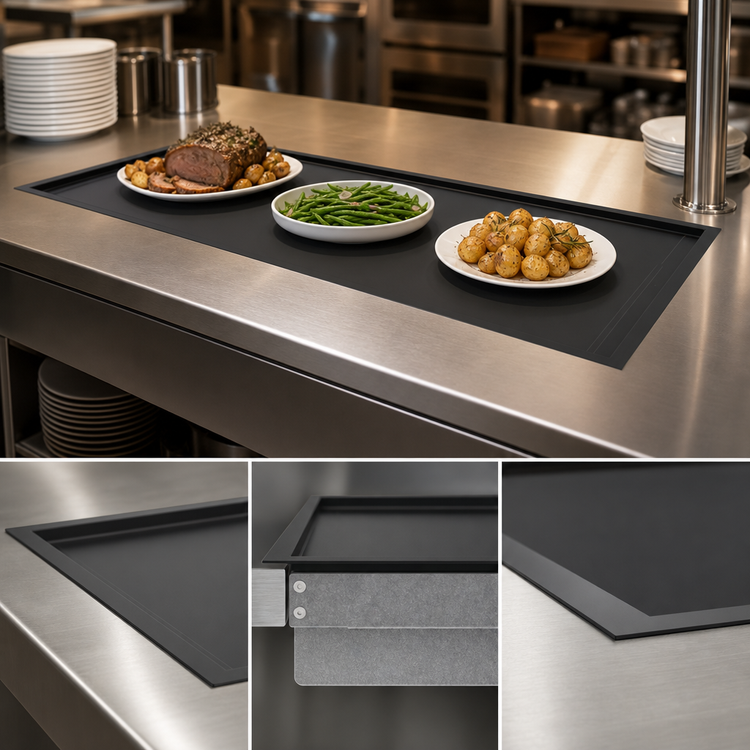 Product image #3 for Vollrath 44 Inch Wide Recessed Drop-In Heated Shelf, Dual-Zone, Black Aluminum Hardcoat, 120V
