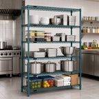 Thumbnail image #3 for Redipak 5-Tier Wire Shelving Unit, 60 x 18 x 74 Inches, Stationary, Blue-Green Hybrid Epoxy Finish