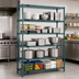 Thumbnail image #3 for Redipak 5-Tier Wire Shelving Unit, 60 x 18 x 74 Inches, Stationary, Blue-Green Hybrid Epoxy Finish