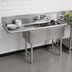 Thumbnail image #3 for BK Resources Two-Compartment Stainless Steel Sink with Left Drainboard, 18-Inch x 18-Inch x 14-Inch Bowls