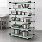 Thumbnail image #3 for Quantum WRS5-54-1448SS Solid Stainless Steel Shelving Starter Kit, 48"W x 14"D x 54"H, 5 Shelves