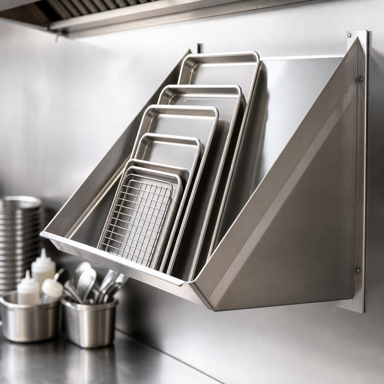 Product image #3 for Serv-Ware 21-Inch Wall-Mounted Slanted Rack Shelf, 304 Series Stainless Steel