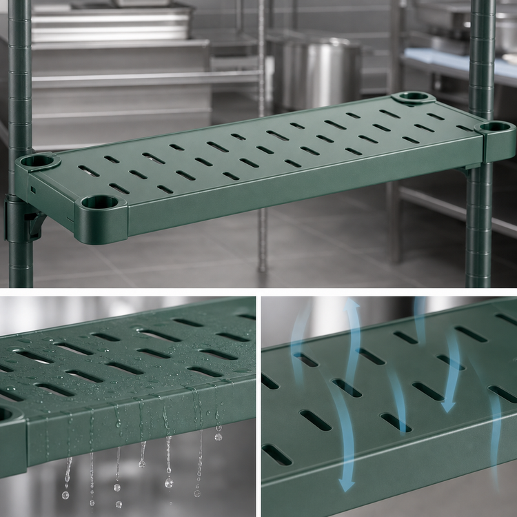 Product image #3 for Eagle Group Quik-Set 48 x 24 Inch Louvered Shelf, 16-Gauge Galvanized Steel, Green Epoxy Finish