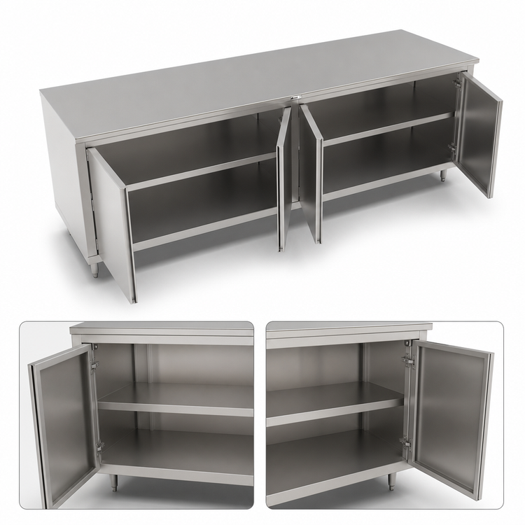 Product image #3 for John Boos 96-Inch x 24-Inch Stainless Steel Enclosed Work Table with Cabinet Base and Hinged Doors