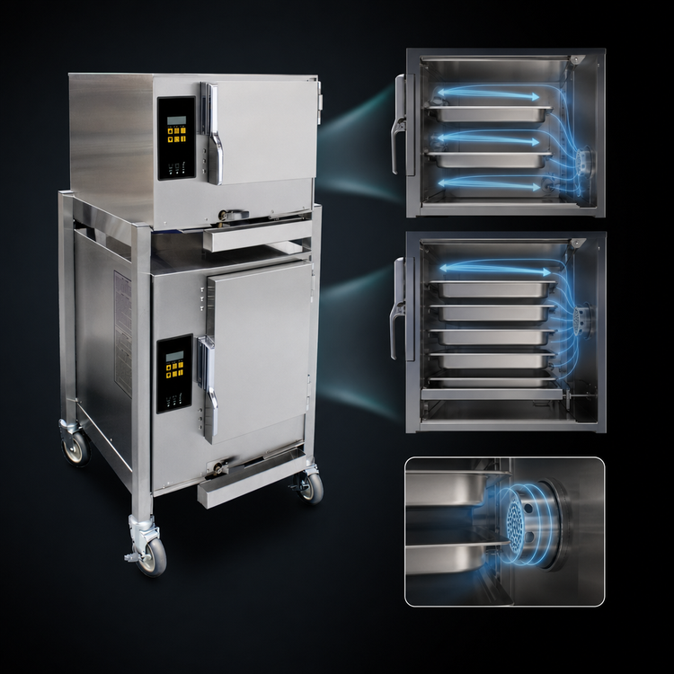 Product image #3 for AccuTemp Evolution E3/E62081E060 DBL Double-Stacked Electric Boilerless Convection Steamer (1) 3-Pan / (1) 6-Pan
