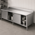 Thumbnail image #3 for John Boos Enclosed Base Stainless Steel Work Table with Sliding Doors, 120 x 24 Inches, 5-Inch Backsplash