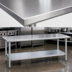 Thumbnail image #3 for Duke Manufacturing 316-2484 84-Inch x 24-Inch Stainless Steel Work Table, 16 Gauge 300 Series Top, Galvanized Undershelf, No Backsplash