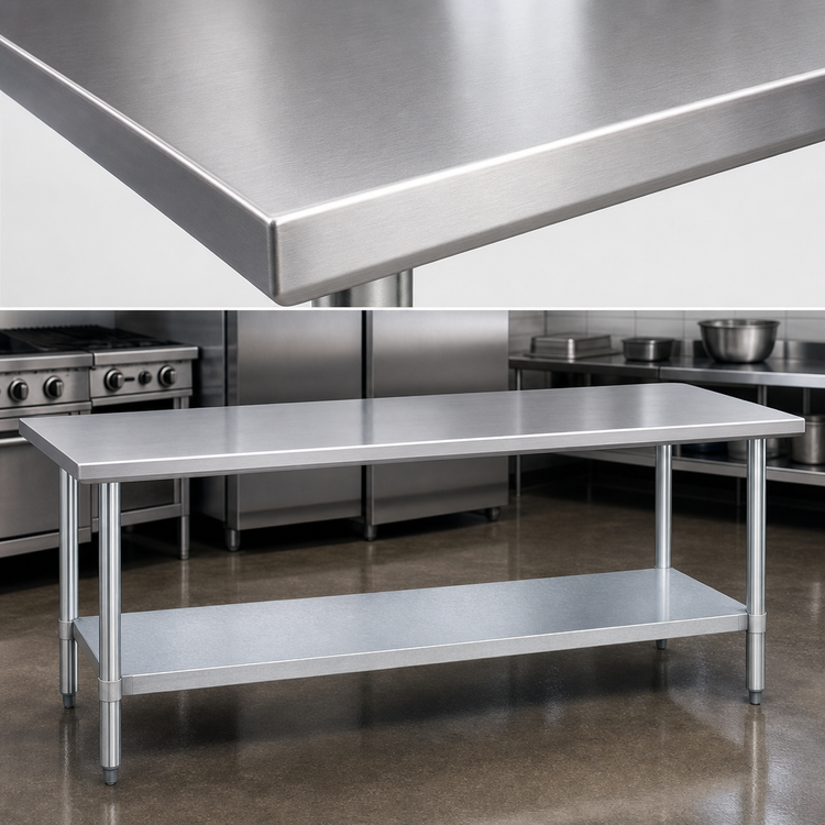 Product image #3 for Duke Manufacturing 84-Inch x 24-Inch Stainless Steel Work Table with Galvanized Undershelf
