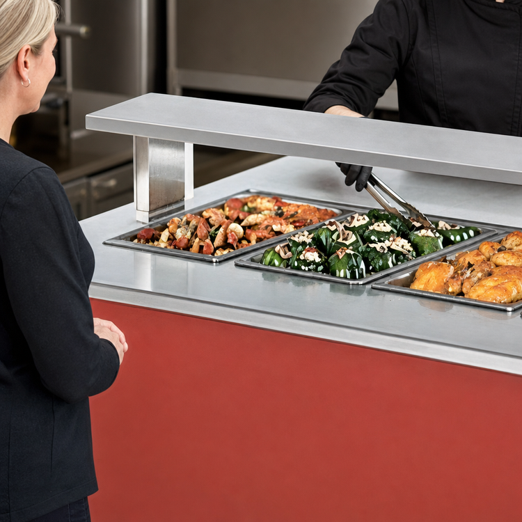 Product image #3 for Vollrath 4-Series Signature Server Stainless Steel Customer-Side Countertop Plate Rest, 28 x 7 Inches