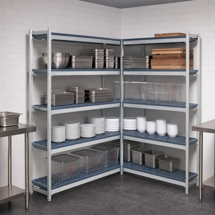 Product image #3 for Fermostock 4-Tier Corner Expansion Polymer Shelving Unit, 35 in. W x 14 in. D x 83 in. H