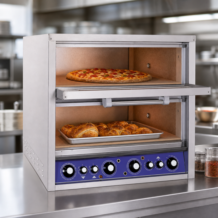 Product image #3 for Bakers Pride HearthBake Series Countertop Electric Two-Compartment Brick-Lined Pizza/Bake Oven