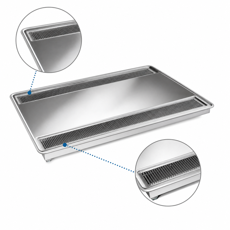 Product image #3 for Atlas Metal 24-Inch Drop-In Double Urn Drain with Anti-Splash Grate, Stainless Steel