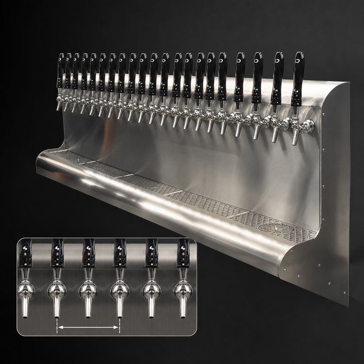 Product image #3 for Perlick 14-Faucet Wall-Mount Glycol-Cooled Modular Draft Beer Dispensing Tower, Bottom Lead-Out