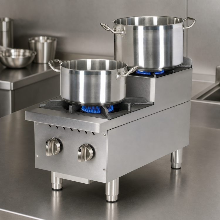 Product image #3 for Globe 12-Inch Countertop Gas Hot Plate with 2 Open Burners