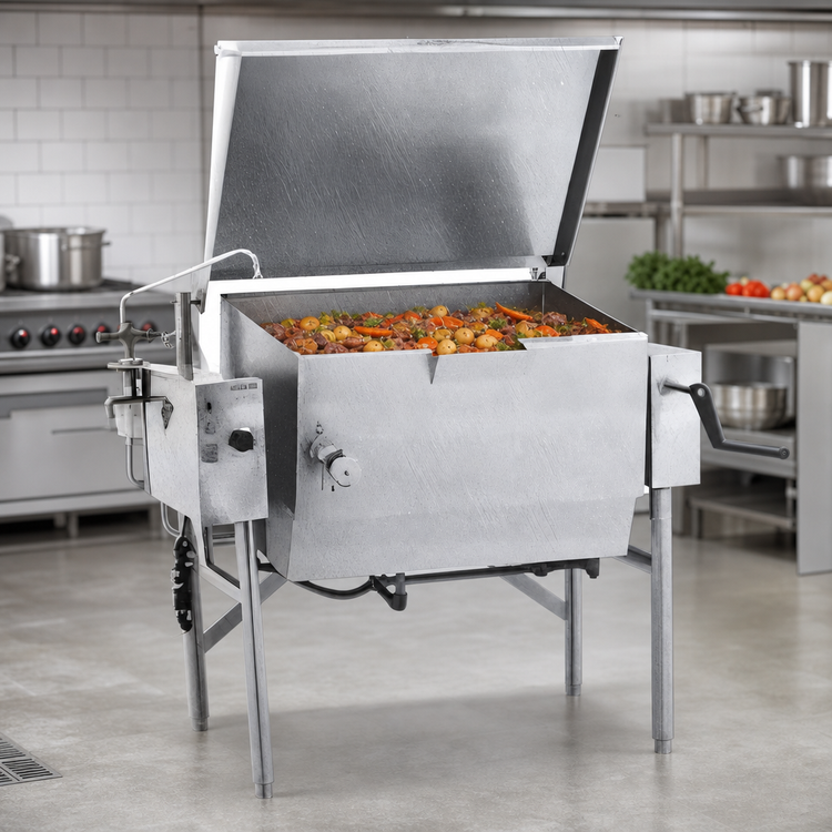Product image #3 for Classic 23-Gallon Gas Tilting Skillet Braising Pan with Open Frame Base