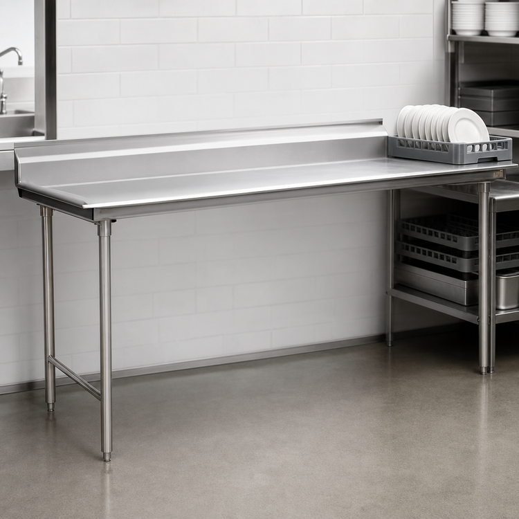 Product image #3 for Eagle Group 72-Inch x 30-Inch Straight Clean Dish Table, Left-to-Right, 8-Inch Backsplash