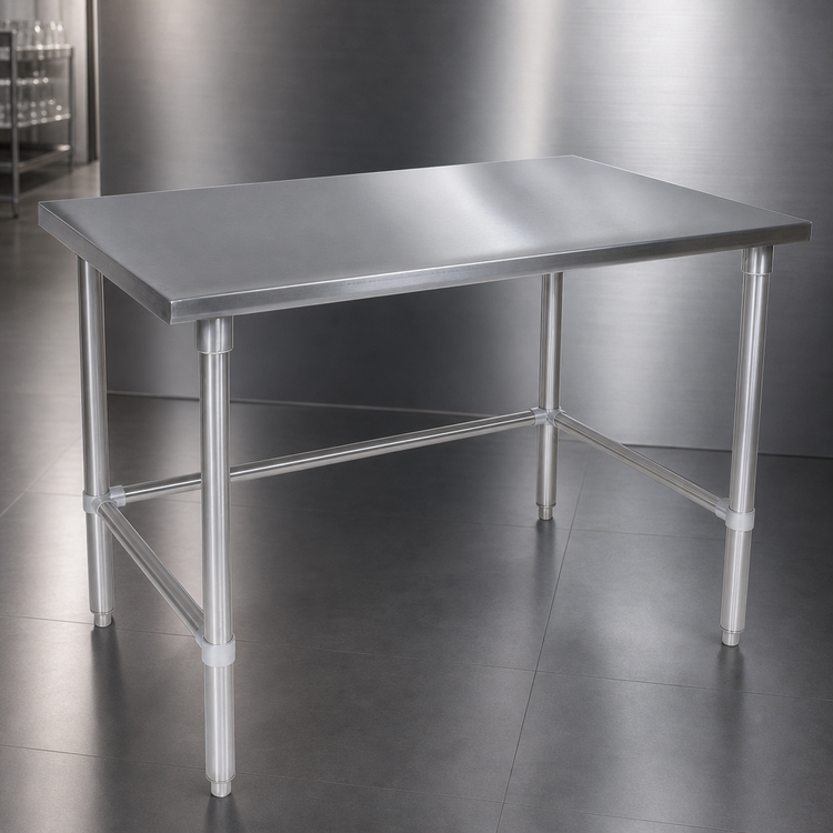 Product image #3 for John Boos Stainless Steel Work Table with Stallion Safety Edge, 108 x 48 Inches, Flat Top