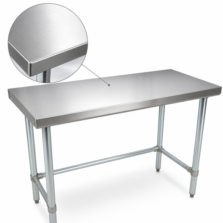Product image #3 for BK Resources VTTOB-1848 48" x 18" Open Base Flat Top Stainless Steel Work Table with Galvanized Legs