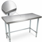 Thumbnail image #3 for BK Resources VTTOB-1848 48"W x 18"D Open Base Flat Top Work Table, 18-Gauge 430 Stainless Steel Top, Galvanized Legs