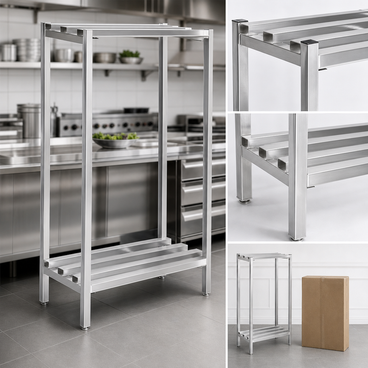 Product image #3 for Lifetime Tough Fully Assembled 2-Shelf Channel Style Aluminum Dunnage Shelving, 36 x 20 x 64 Inches
