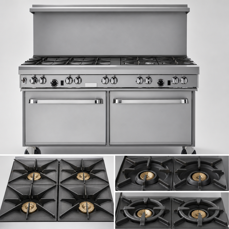 Product image #3 for Southbend Ultimate 60-Inch Gas Restaurant Range with 8 Open Burners, Standard Oven, and Cabinet Base