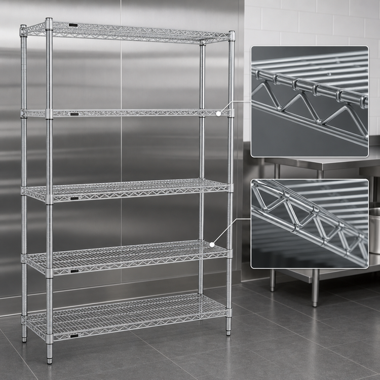 Product image #3 for Red-i-Pak 5-Tier Stationary Wire Shelving Unit, 60W x 24D x 74H, EAGLEbrite Zinc Finish