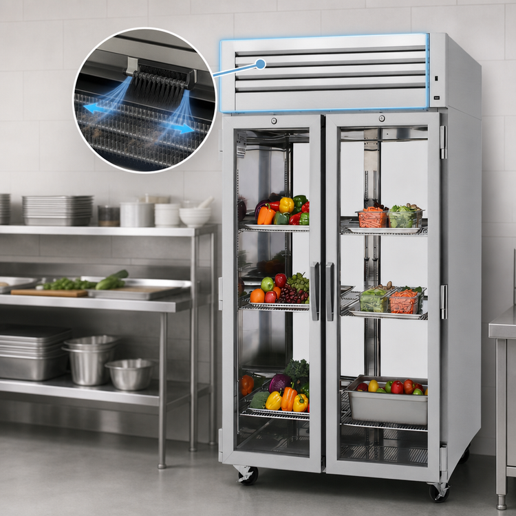 Product image #3 for Turbo Air PRO Series 2-Section Pass-Thru Glass Door Reach-In Refrigerator, Top-Mount, 54.82 Cu. Ft.