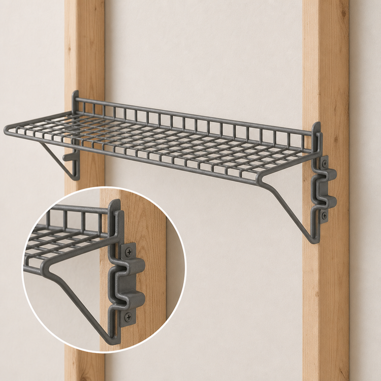 Product image #3 for Eagle Group Snap-n-Slide Wall-Mounted Wire Shelf, 36W x 12D, Pewter Gray Epoxy Finish