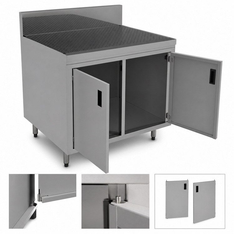 Product image #3 for Advance Tabco Prestige Underbar Drainboard Cabinet with Removable Hinged Doors, 48 Inch x 25 Inch x 36 Inch