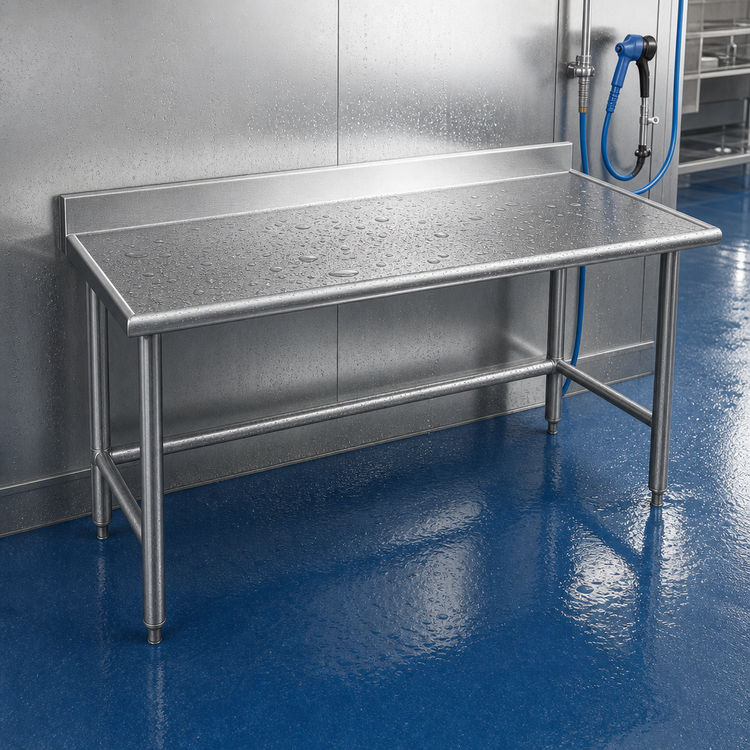 Product image #3 for Spec-Master Marine Series Stainless Steel Work Table with 4-1/2 Inch Backsplash, 48 x 24 Inches
