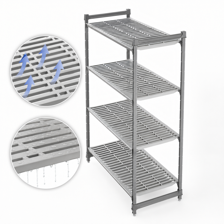 Product image #3 for Cambro Camshelving Basics Plus 21 x 36 x 84-Inch 4-Tier Starter Shelving Unit, Vented, Brushed Graphite