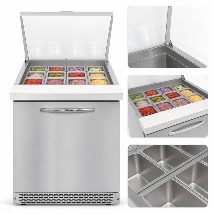 Product image #3 for Continental Refrigerator D27N12M-FB Designer Line 27.5 Inch One-Section Mighty Top Sandwich Unit