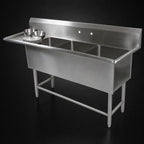 Thumbnail image #3 for John Boos Pro-Bowl 3PB20-1D18L 3-Compartment Stainless Steel Sink with 18-Inch Left Drainboard, 16-Gauge Top, 12-Inch Deep Bowls