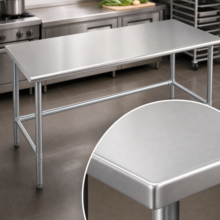 Product image #3 for Spec-Master 84-Inch x 30-Inch Flat Top Stainless Steel Work Table with Galvanized Tubular Base