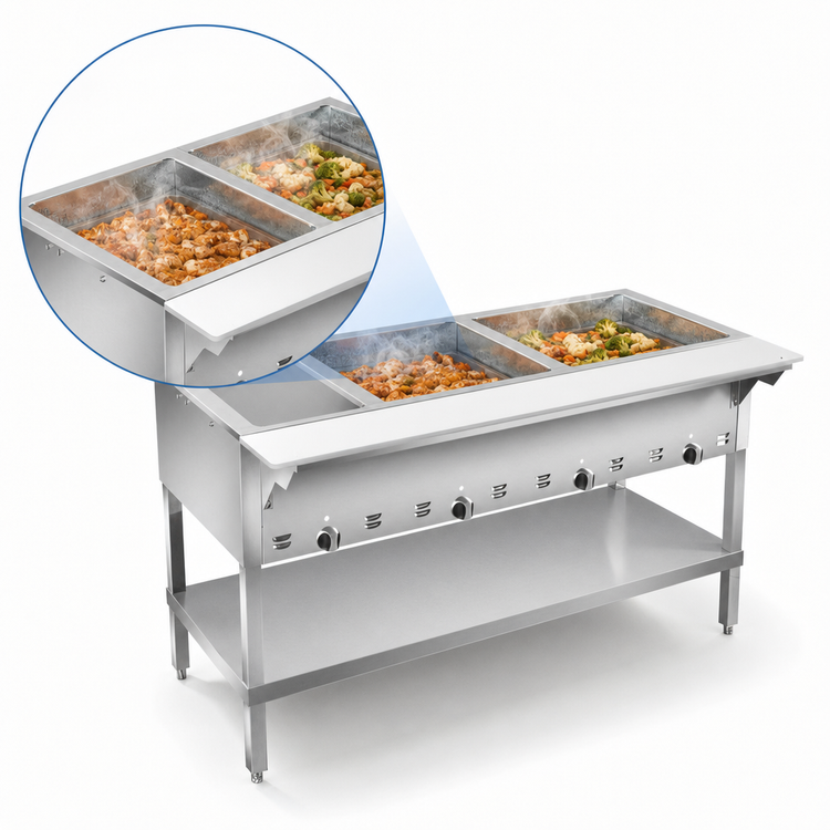 Product image #3 for 2-Well Gas Steam Table with Dry Heat, Open Base, 32-Inch Wide