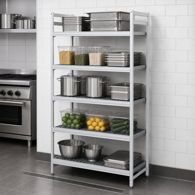 Product image #3 for Fermostock 5-Tier Stationary Polymer Shelving Starter Unit, 47"W x 22"D x 83"H, Gray