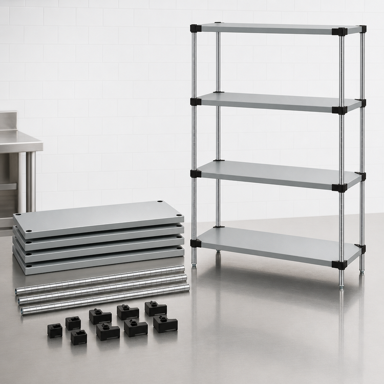 Product image #3 for Quantum Stationary Solid Stainless Steel Shelving Starter Kit, 4-Shelf, 48 x 18 x 86 Inches