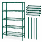 Thumbnail image #3 for Quantum WR74-2430P-5 30"W x 24"D x 74"H Wire Shelving Starter Kit, 5 Shelves, Green Epoxy Finish, 600-800 lb. Capacity