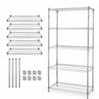 Thumbnail image #3 for Quantum WR54-2430C-5 5-Shelf Stationary Wire Shelving Starter Kit, 30"W x 24"D x 54"H, Chrome Plated, NSF