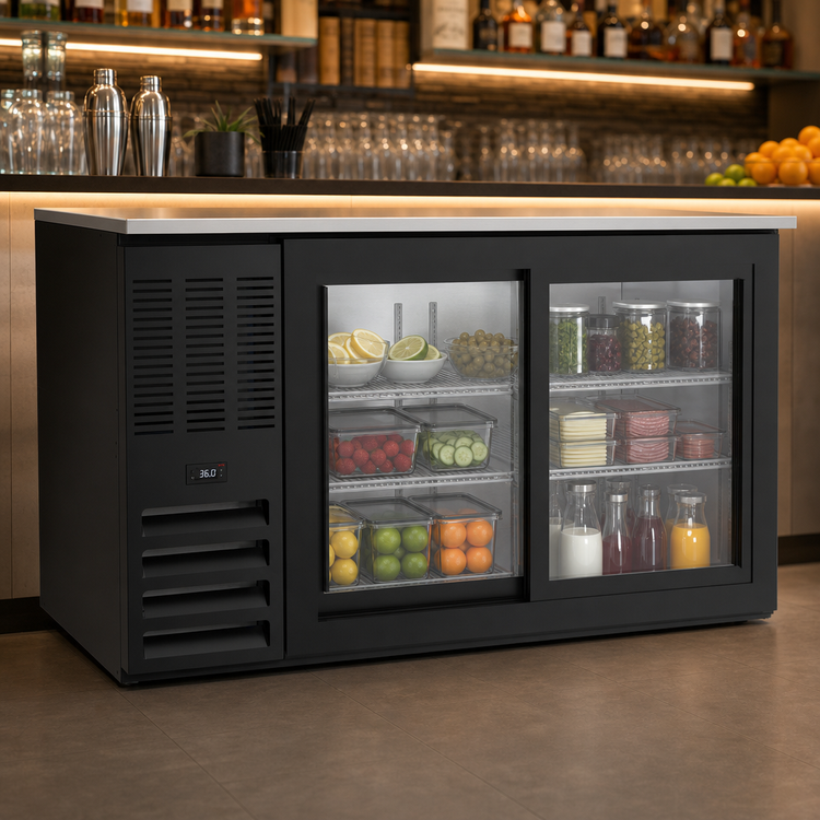 Product image #3 for Beverage-Air 58-Inch Two-Section Food-Rated Back Bar Refrigerator with Sliding Glass Doors