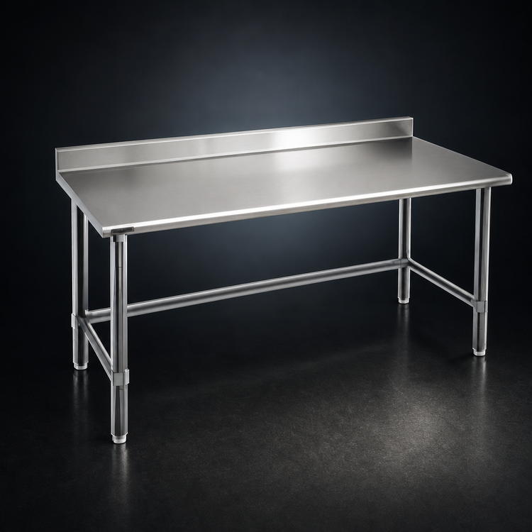 Product image #3 for Deluxe Series 72-Inch x 30-Inch Stainless Steel Work Table with Backsplash and Galvanized Base